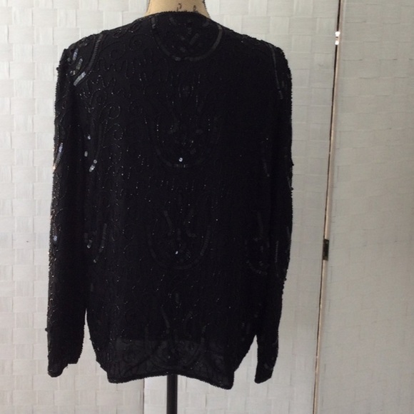 Woman’s Vintage J.M.C. Sequin Jacket size L open front hook and eye by neck #568 - Picture 3 of 8